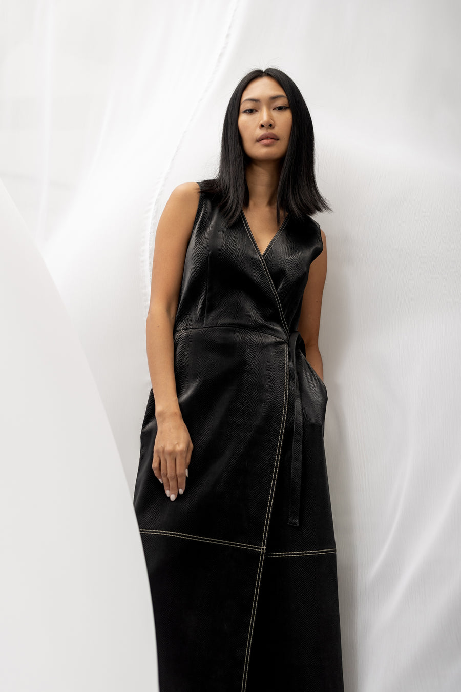 HART Snake Patterned Wrap Dress - Shiny Black