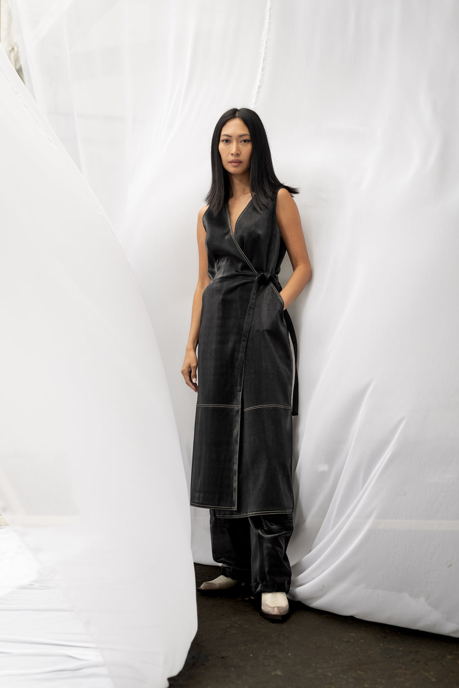 HART Snake Patterned Wrap Dress - Shiny Black