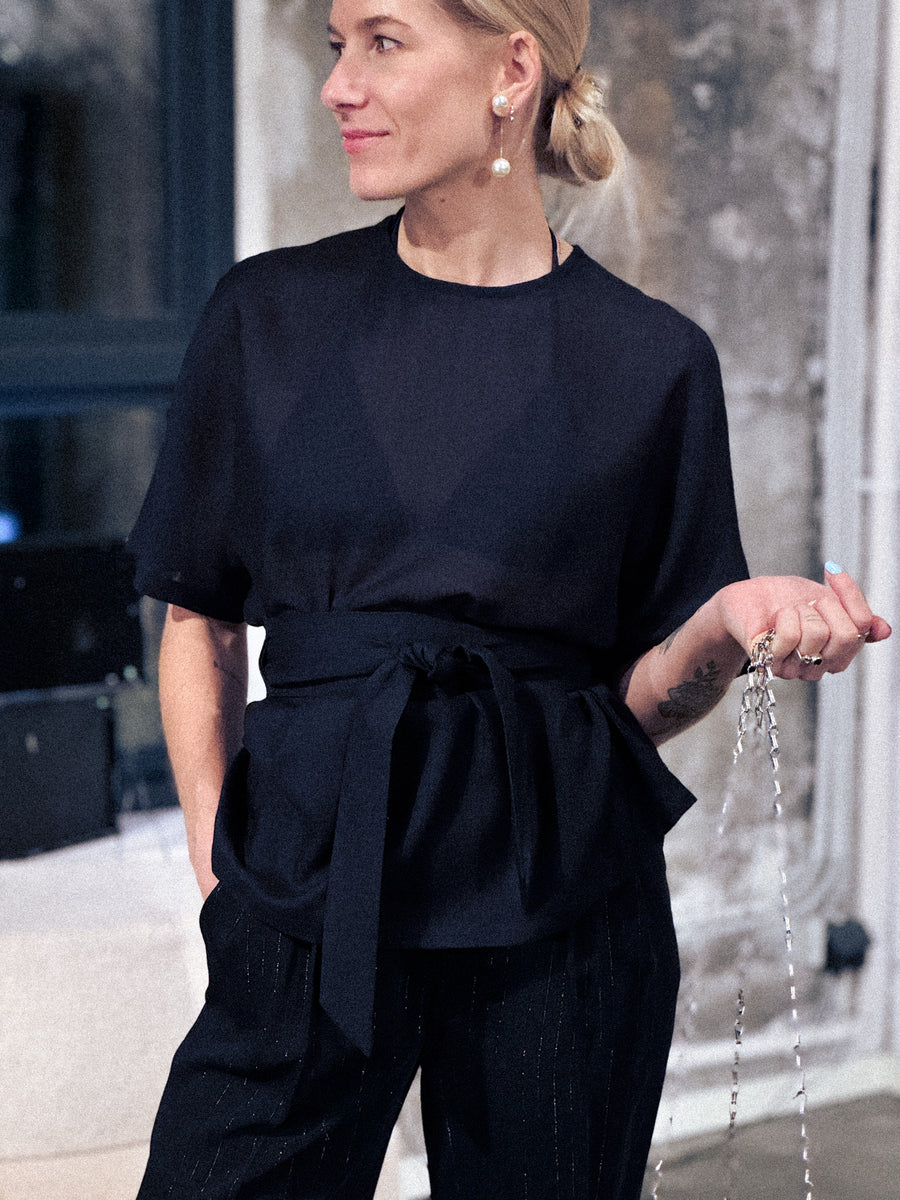 KITT Sheer Wool Blouse - Black