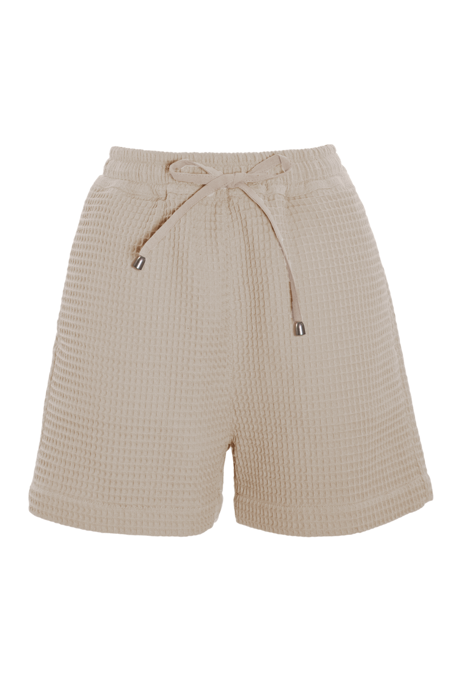 LIN High-Waist Shorts - White Waffle
