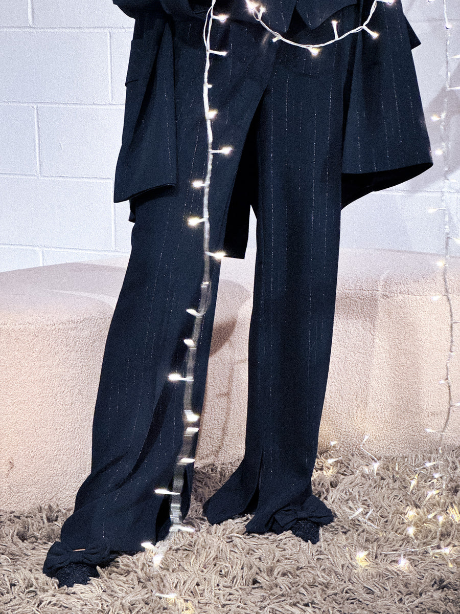 LYNA Striped Pants - Black