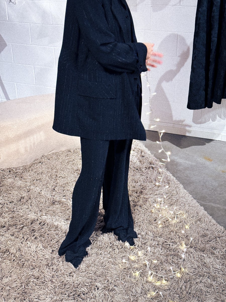 WIIL Striped Blazer - Black