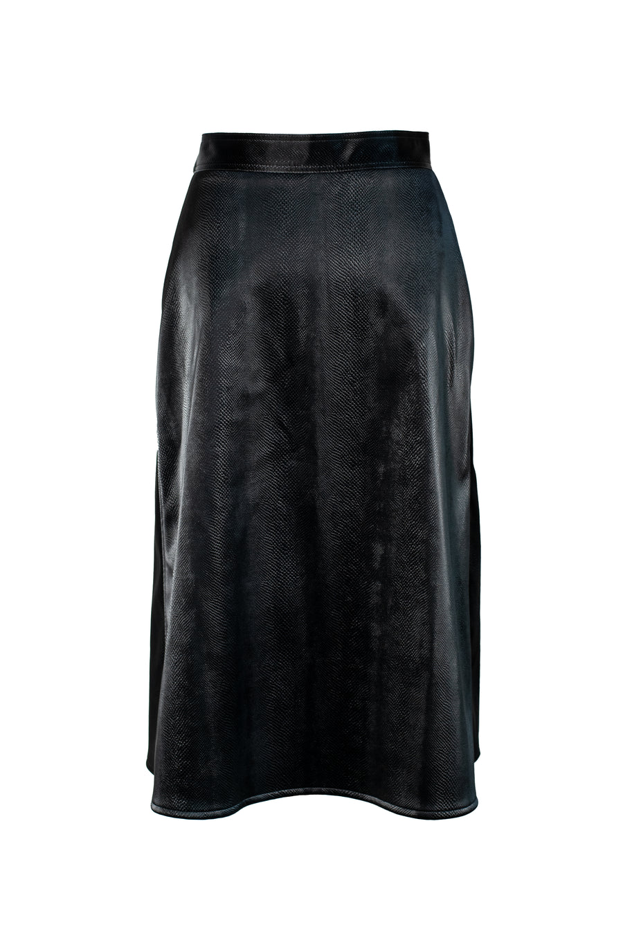 CARM Snake Patterned Wrap Skirt - Shiny Black