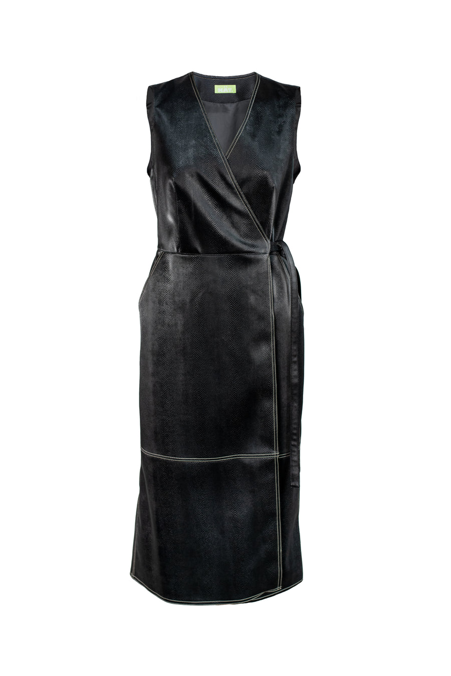 HART Snake Patterned Wrap Dress - Shiny Black