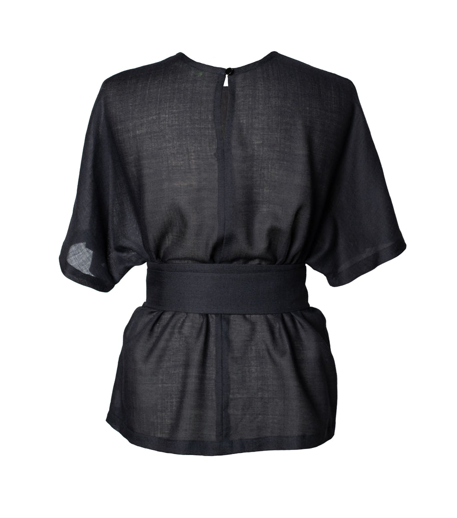 KITT Sheer Wool Blouse - Black