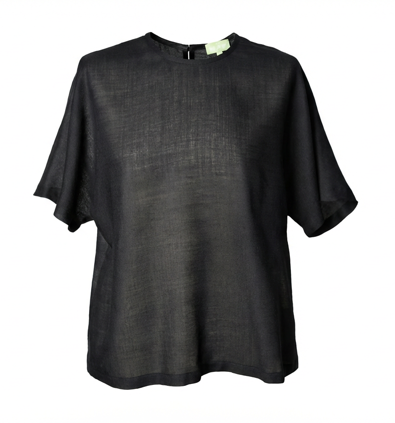 KITT Sheer Wool Blouse - Black