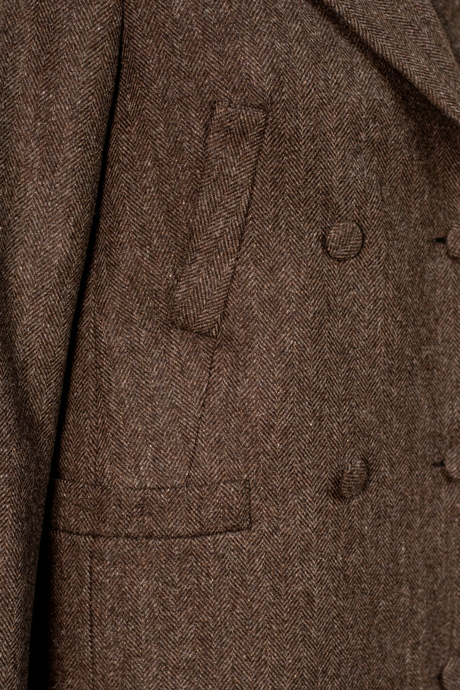 MAGIE Double Breasted Wool Coat - Herringbone