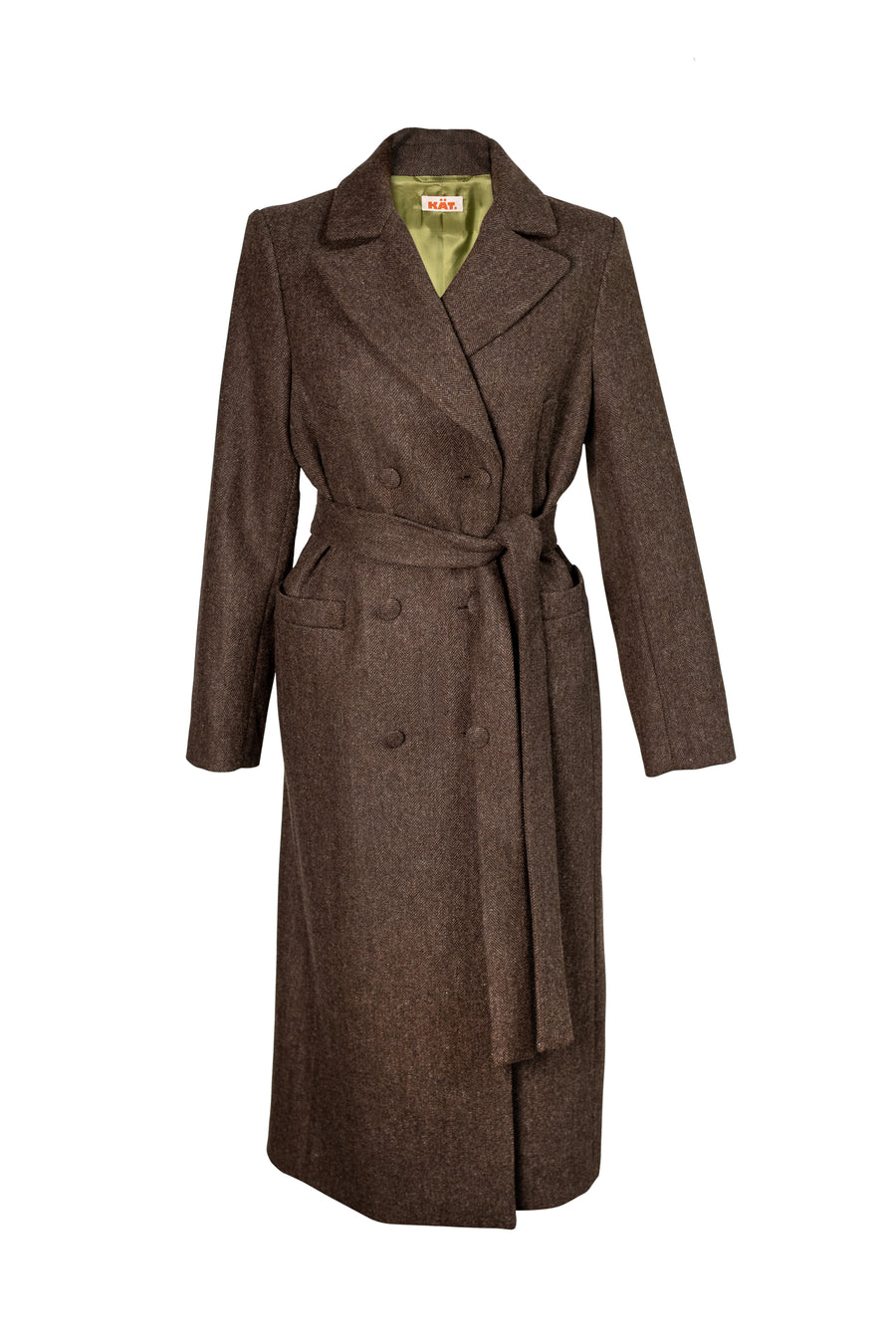 MAGIE Double Breasted Wool Coat - Herringbone