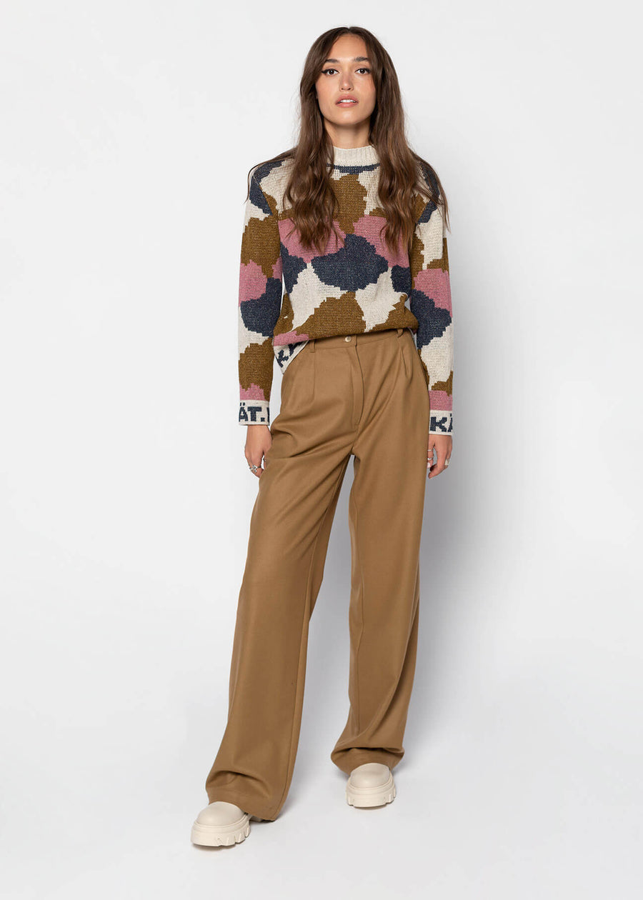 ELISE Wool Straight-leg Pants - Camel