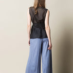 INKERI Sheer Silk Wrap Blouse - Black
