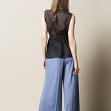 INKERI Sheer Silk Wrap Blouse - Black