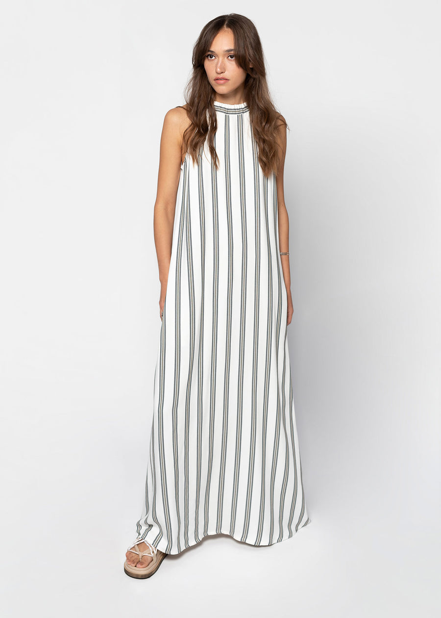 KITA Striped Maxi Dress - White