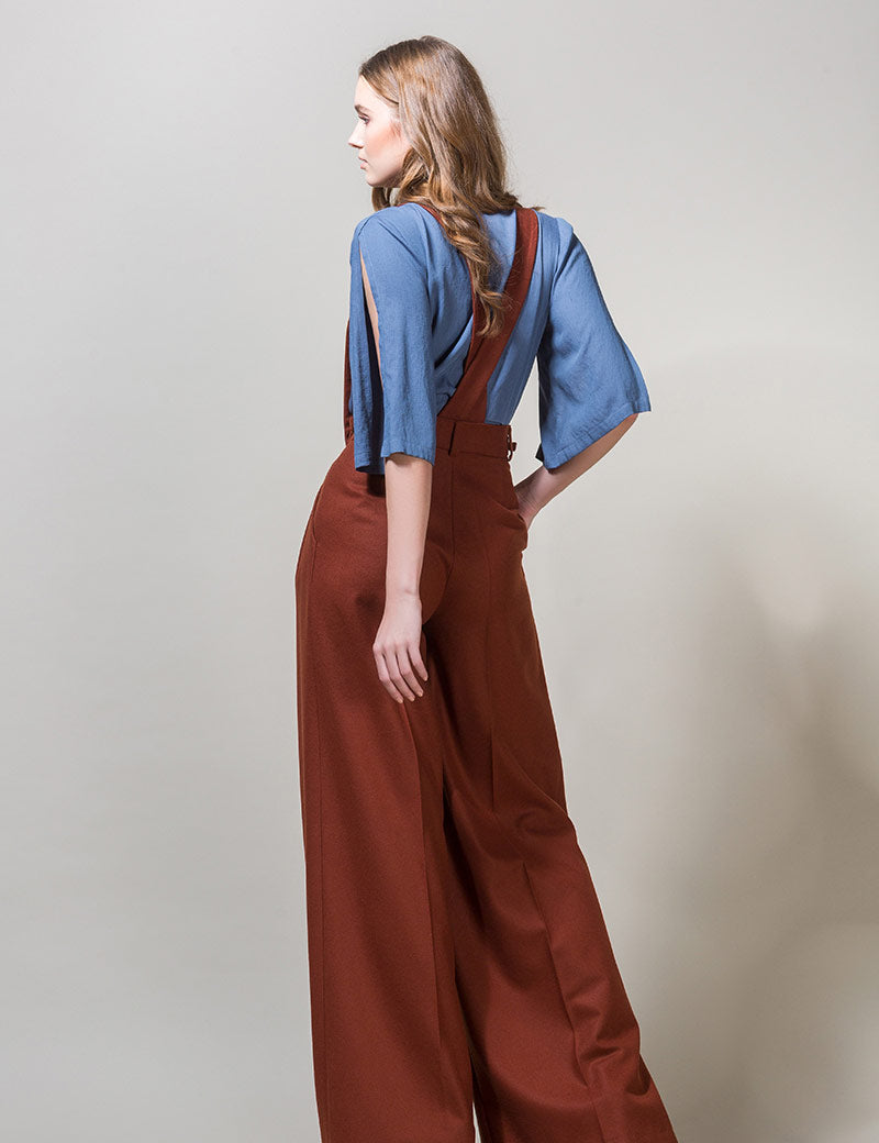 EDEL Highwaisted Suspender Trousers - Brick Brown